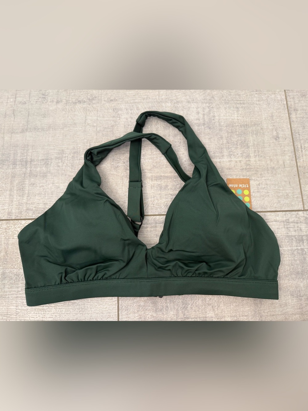NWT Title Nine Better Bikini Top Green Size L